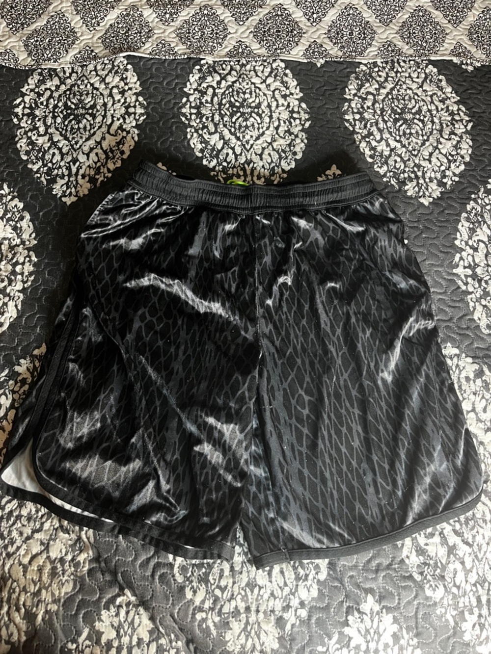 AND1 Black and Neon Green Basketball Shorts